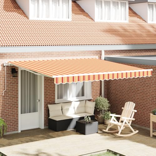 HOMEELIKE Automatische Einziehbare Markise Gelb und Orange 4 x 3 m von HOMEELIKE