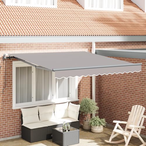 HOMEELIKE Automatische Einziehbare Markise Hellgrau 350x250 cm von HOMEELIKE