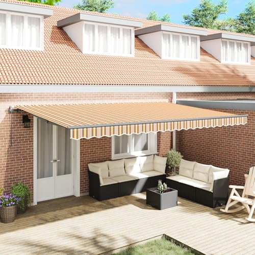 HOMEELIKE Markise 500x300 cm Automatisch Einziehbar Multicolor Streifen - Langlebig UV-bestaendig Fuer Aussenbereich von HOMEELIKE