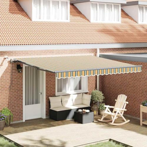 HOMEELIKE Automatische Einziehbare Markise mit LED Gr¨¹n und Gelb 400x300 cm von HOMEELIKE