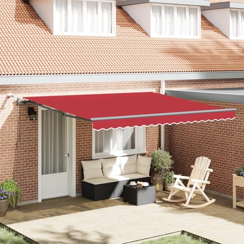 HOMEELIKE Automatische Einziehbare Markise mit LED Rot 400x350 cm von HOMEELIKE