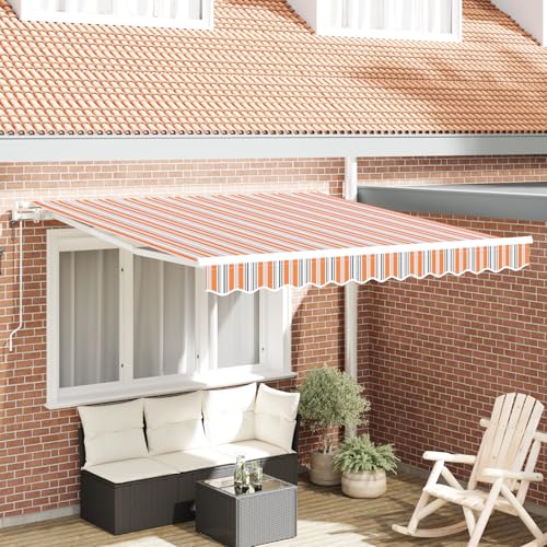 HOMEELIKE Automatische Einziehbare Markise mit Mehrfarbigem Streifen 350x250 cm von HOMEELIKE