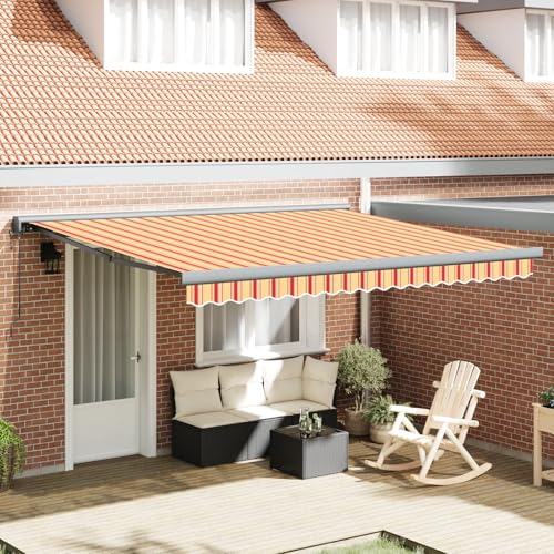 HOMEELIKE Automatische einziehbare Markise Gelb und Orange 400x300 cm von HOMEELIKE