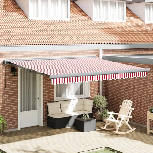 HOMEELIKE Automatische einziehbare Markise in Rot und Wei? 400x300 cm von HOMEELIKE