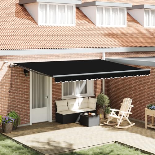 HOMEELIKE Automatische einziehbare Markise mit LED Schwarz 450x350 cm von HOMEELIKE