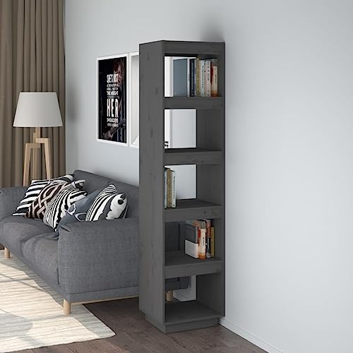 HOMEELIKE B¨¹cherregal/Raumteiler Grau 40x35x167 cm Massivholz Kiefer von HOMEELIKE
