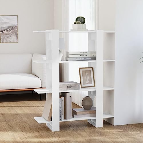 HOMEELIKE B¨¹cherregal/Raumteiler Hochglanz-Wei? 100x30x123,5 cm von HOMEELIKE