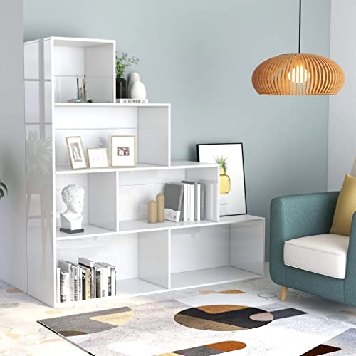 HOMEELIKE B¨¹cherregal/Raumteiler Hochglanz-Wei? 155x24x160 cm von HOMEELIKE