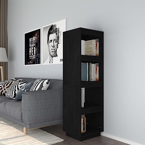 HOMEELIKE B¨¹cherregal/Raumteiler Schwarz 40x35x135 cm Massivholz Kiefer von HOMEELIKE