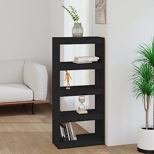 HOMEELIKE B¨¹cherregal/Raumteiler Schwarz 60x30x135,5 cm Massivholz Kiefer von HOMEELIKE