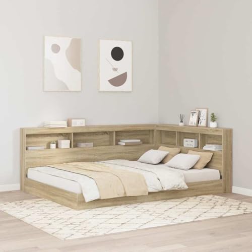 HOMEELIKE B¨¹cherregal Bett Sonoma Eiche 140x200 cm Holzwerkstoff HOMEELIKE B¨¹cherregal Bett Sonoma Eiche 140x200 cm Holzwerkstoff von HOMEELIKE