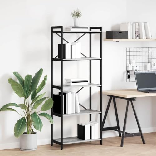 HOMEELIKE B¨¹cherregal Grau Sonoma 60 x 30 x 153 cm Holzwerkstoff von HOMEELIKE