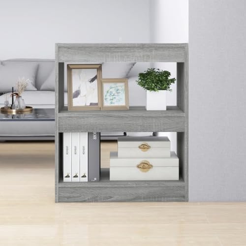 HOMEELIKE B¨¹cherregal in Grau Sonoma Optik 60x30x72 cm Robustes Standregal mit Extra Stauraum f¨¹r Medien und Dekoration Vielseitig als Raumteiler nutzbar von HOMEELIKE