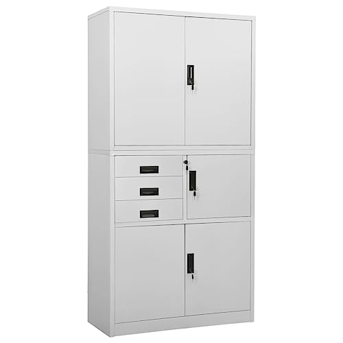 HOMEELIKE B¨¹roschrank Hellgrau 90x40x180 cm Stahl HOMEELIKE B¨¹roschrank Hellgrau 90x40x180 cm Stahl von HOMEELIKE