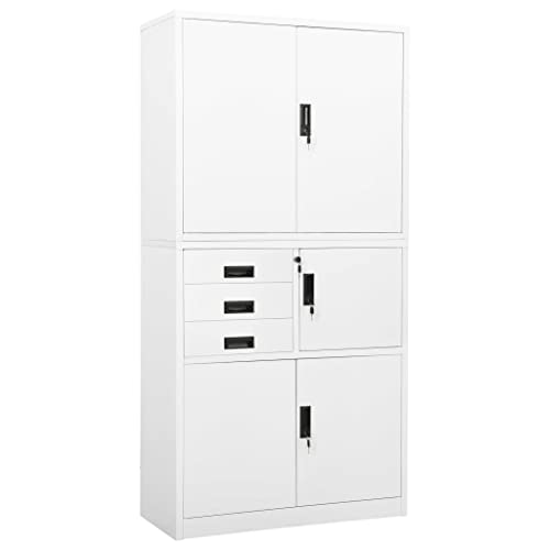 HOMEELIKE B¨¹roschrank Wei? 90x40x180 cm Stahl von HOMEELIKE