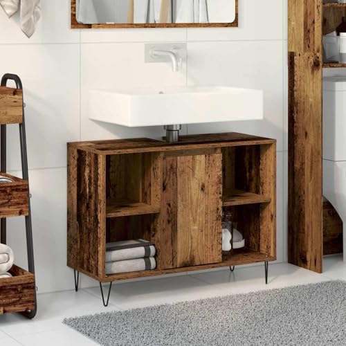 HOMEELIKE Badezimmer Schrank Altholz 80 x 33 x 60 cm Holzwerkstoff von HOMEELIKE