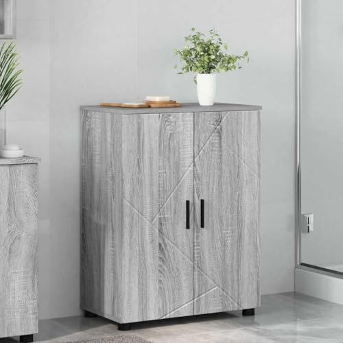 HOMEELIKE Badezimmer Schrank Grau Sonoma 60 x 35 x 80 cm Holzwerkstoff von HOMEELIKE