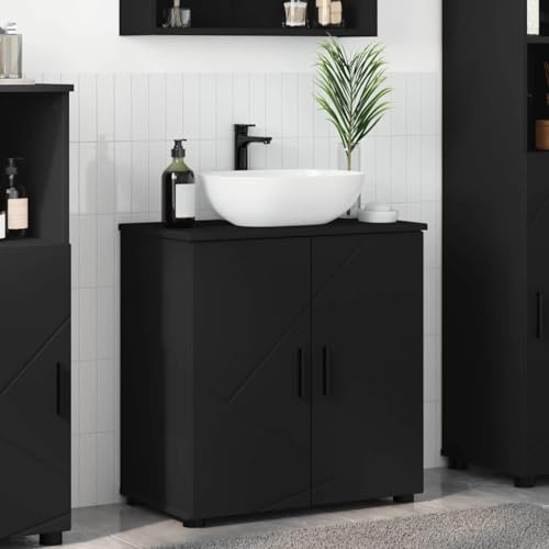 HOMEELIKE Badezimmer Schrank Schwarz 61 x 35 x 64 cm Holzwerkstoff HOMEELIKE Badezimmer Schrank Schwarz 61 x 35 x 64 cm Holzwerkstoff von HOMEELIKE