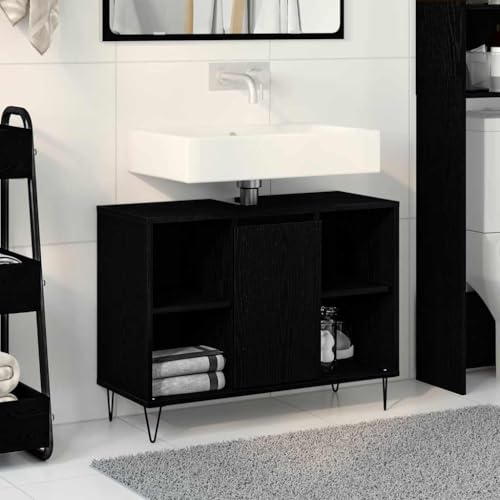 HOMEELIKE Badezimmer Schrank Schwarze Eiche 80 x 33 x 60 cm Holzwerkstoff von HOMEELIKE