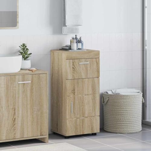 HOMEELIKE Badezimmer Schrank mit T¨¹r Tulum Sonoma Eiche 37 x 31,5 x 82 cm von HOMEELIKE