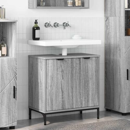 HOMEELIKE Badezimmer Waschbecken Schrank Grau Sonoma 60,5 x 33,5 x 61 cm HOMEELIKE Badezimmer Waschbecken Schrank Grau Sonoma 60,5 x 33,5 x 61 cm von HOMEELIKE