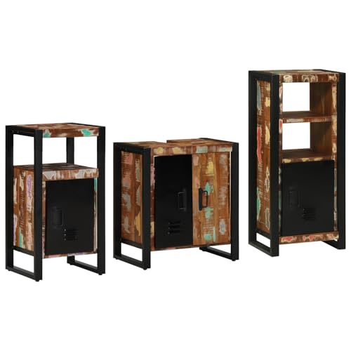 HOMEELIKE Badezimmerm?Bel Set 3 pcs Mehrfarbig Massives recyceltes Holz HOMEELIKE Badezimmerm?Bel Set 3 pcs Mehrfarbig Massives recyceltes Holz von HOMEELIKE