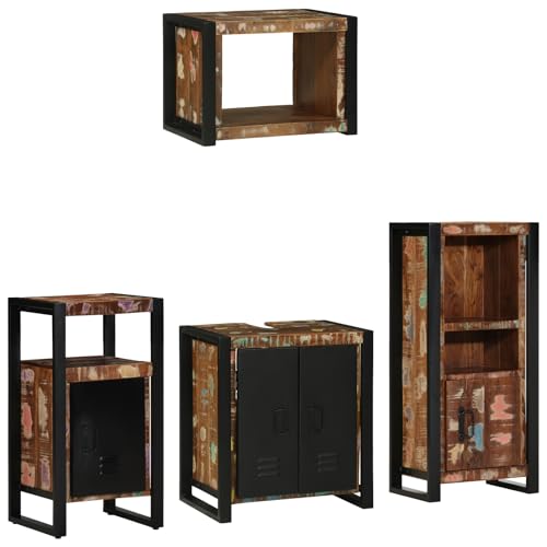 HOMEELIKE Badezimmerm?Bel Set 4 pcs Mehrfarbig Massives recyceltes Holz HOMEELIKE Badezimmerm?Bel Set 4 pcs Mehrfarbig Massives recyceltes Holz von HOMEELIKE