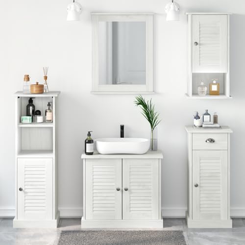 HOMEELIKE Badezimmerm?Bel Set 5 pcs Antik Wei? 37 x 34 x 110 cm von HOMEELIKE
