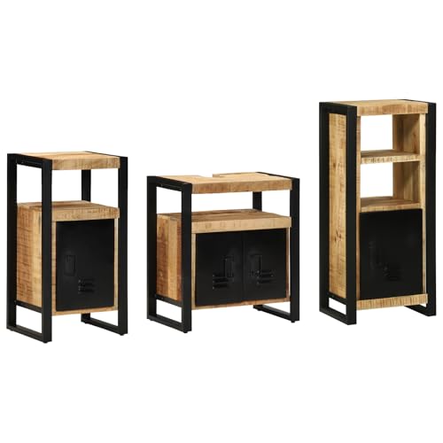 HOMEELIKE Badezimmerm?Bel Set mit Regal 3 pcs Braun Massives Mango-Holz HOMEELIKE Badezimmerm?Bel Set mit Regal 3 pcs Braun Massives Mango-Holz von HOMEELIKE