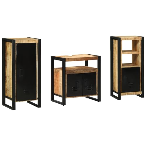 HOMEELIKE Badezimmerm?Bel Set mit Regal 3 pcs Braun Massives Mango-Holz HOMEELIKE Badezimmerm?Bel Set mit Regal 3 pcs Braun Massives Mango-Holz von HOMEELIKE