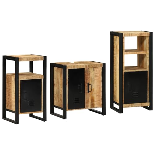 HOMEELIKE Badezimmerm?Bel Set mit Regal 3 pcs Braun Massives Mango-Holz HOMEELIKE Badezimmerm?Bel Set mit Regal 3 pcs Braun Massives Mango-Holz von HOMEELIKE