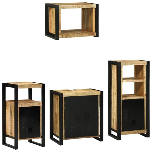 HOMEELIKE Badezimmerm?Bel Set mit Regal 4 pcs Braun Massives Mango-Holz HOMEELIKE Badezimmerm?Bel Set mit Regal 4 pcs Braun Massives Mango-Holz von HOMEELIKE