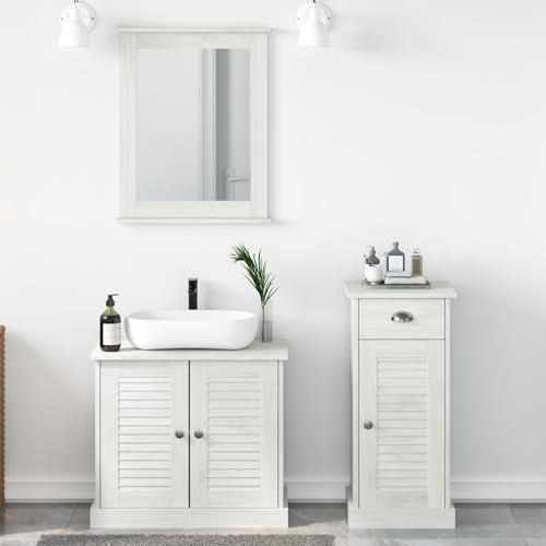 HOMEELIKE Badezimmerm?Bel Set mit Schubladen mit Regal Wandmontiert mit Speicher mit T¨¹r mit Spiegel 3 pcs Braun 37 x 34 x 80 cm von HOMEELIKE