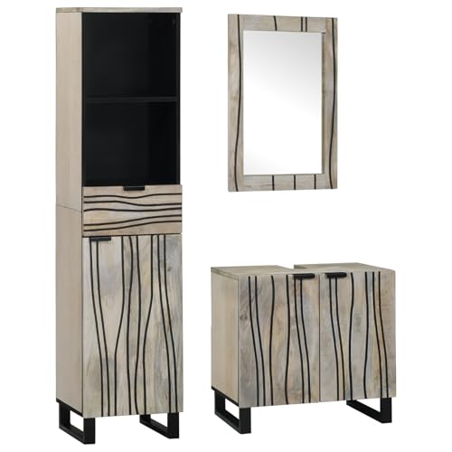 HOMEELIKE Badezimmerm?Bel Set mit Schubladen mit Regal mit Speicher mit T¨¹r mit Spiegel 3 pcs Wei? 38 x 33 x 160 cm von HOMEELIKE