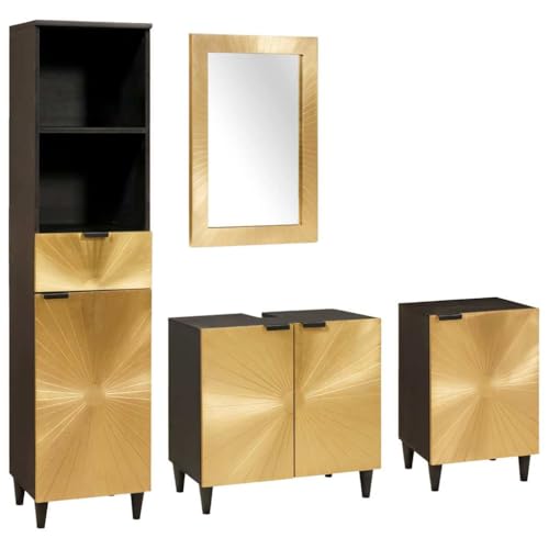 HOMEELIKE Badezimmermoebel-Sets 4 pcs Schwarz und Gold 38 x 33 x 160 cm HOMEELIKE Badezimmermoebel-Sets 4 pcs Schwarz und Gold 38 x 33 x 160 cm von HOMEELIKE