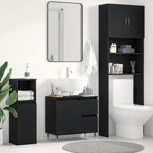 HOMEELIKE Badezimmerschrank Mit Spiegel Schwarze Eiche 65x33x60 cm Plattenwerkstoff von HOMEELIKE