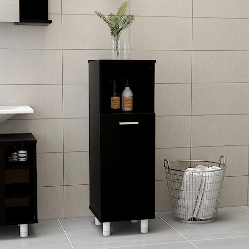 HOMEELIKE Badezimmerschrank Schwarz 30x30x95 cm Holzwerkstoff HOMEELIKE Badezimmerschrank Schwarz 30x30x95 cm Holzwerkstoff von HOMEELIKE