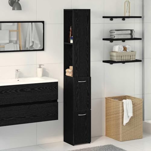 HOMEELIKE Badezimmerschrank Schwarze Eiche 25 x 25 x 170 cm Holzwerkstoff HOMEELIKE Badezimmerschrank Schwarze Eiche 25 x 25 x 170 cm Holzwerkstoff von HOMEELIKE