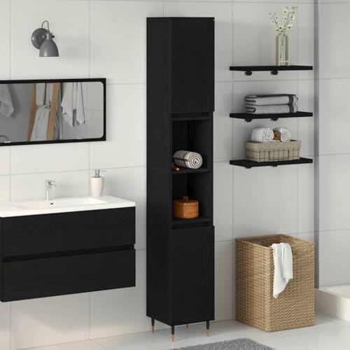 HOMEELIKE Badezimmerschrank Schwarze Eiche 30 x 30 x 190 cm Holzwerkstoff HOMEELIKE Badezimmerschrank Schwarze Eiche 30 x 30 x 190 cm Holzwerkstoff von HOMEELIKE