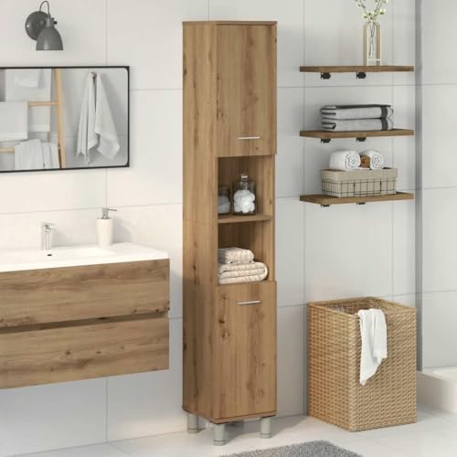 HOMEELIKE Badschrank Artisan-Eiche 30x30x179 cm Holzwerkstoff von HOMEELIKE
