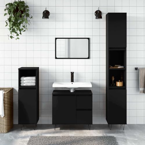 HOMEELIKE Badschrank Schwarz 65x33x60 cm Holzwerkstoff HOMEELIKE Badschrank Schwarz 65x33x60 cm Holzwerkstoff von HOMEELIKE