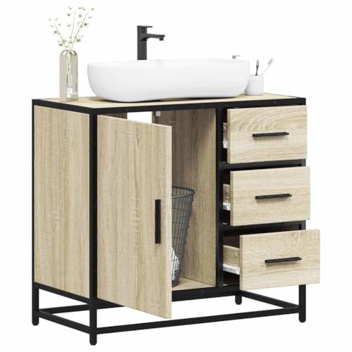 HOMEELIKE Badschrank Sonoma-Eiche 65x33x60 cm Holzwerkstoff von HOMEELIKE