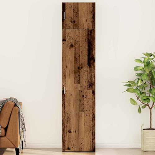 HOMEELIKE Badschrank mit Regal Sonstiges mit Speicher mit T¨¹r Altholz 50 x 41 x 225 cm Holzwerkstoff von HOMEELIKE