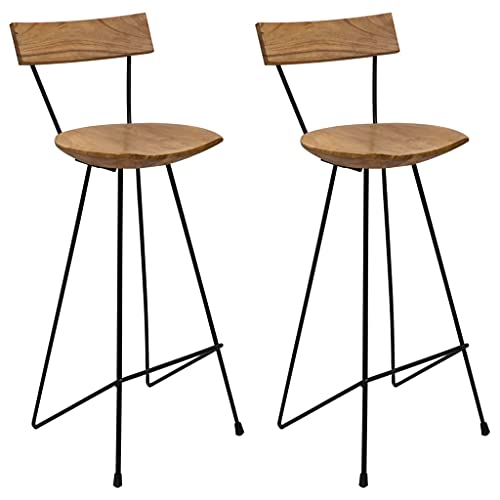 HOMEELIKE Barhocker 2 STK. Massivholz Teak von HOMEELIKE