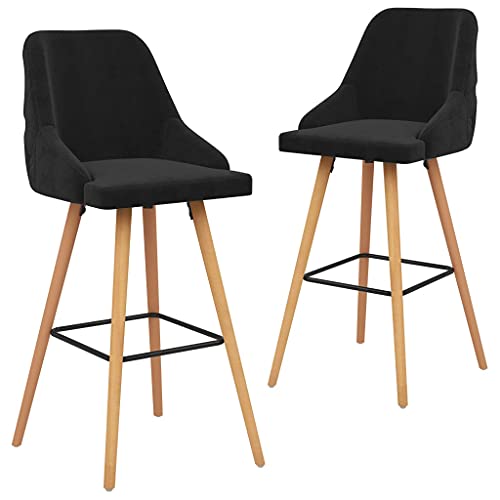 HOMEELIKE Barhocker 2 STK. Schwarz Samt von HOMEELIKE