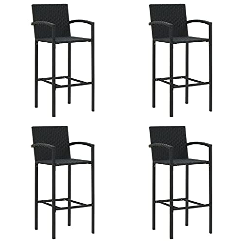 HOMEELIKE Barhocker 4 STK. Schwarz Poly Rattan von HOMEELIKE