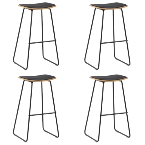 HOMEELIKE Barshocker 4 STK. Schwarz Kunstleder von HOMEELIKE