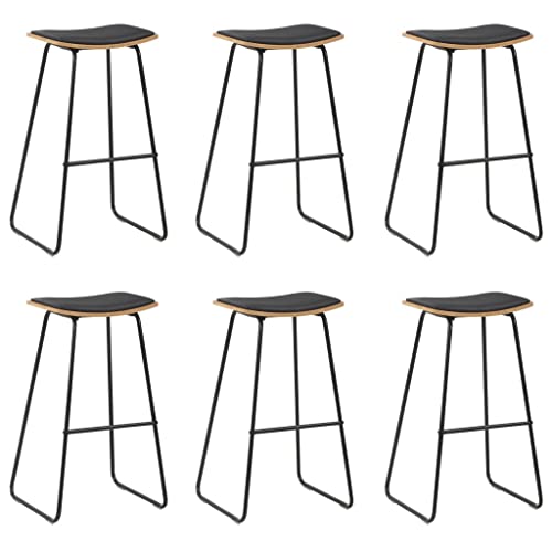 HOMEELIKE Barshocker 6 STK. Schwarz Kunstleder von HOMEELIKE