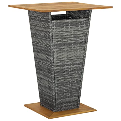 HOMEELIKE Bartisch Grau 80x80x110 cm Poly Rattan und Massivholz Akazie von HOMEELIKE