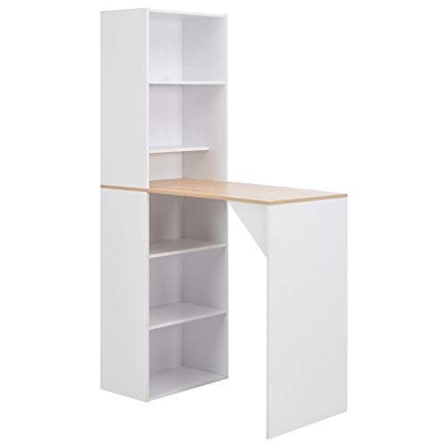 HOMEELIKE Bartisch mit Schrank Weiss 115x59x200 cm von HOMEELIKE